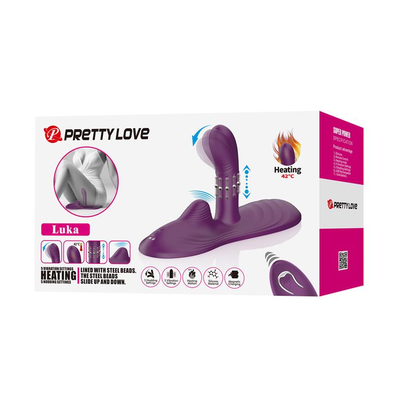 PRETTYLOVE - LUKA ASIENTO CON VIBRADOR CON FINGER, EFECTO CALOR Y BOLAS ROTADORAS