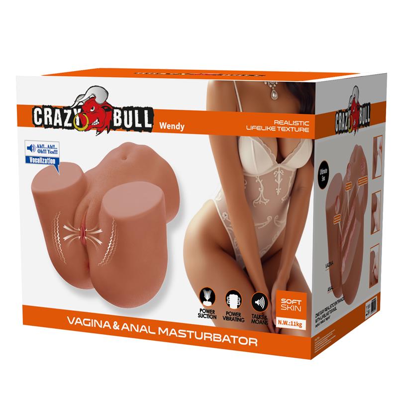 CRAZY BULL - WENDY TRASERO FEMENINO REALISTA VIBRADOR & SUCCIONADOR CON SONIDO 11 KG