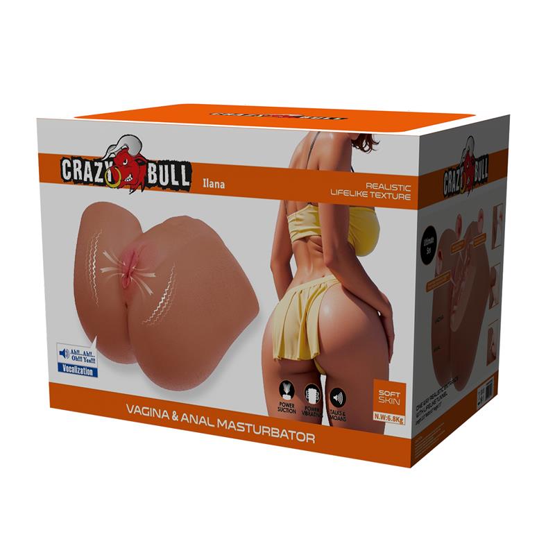 CRAZY BULL - ILANA TRASERO FEMENINO REALISTA VIBRADOR & SUCCIONADOR CON SONIDO 6.8 KG