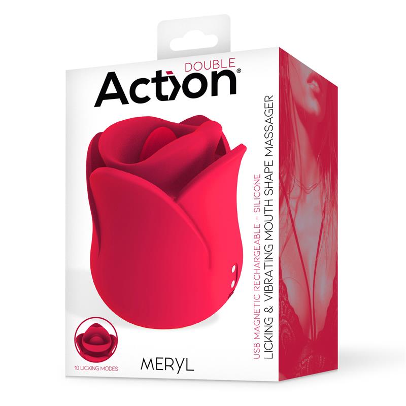 ACTION - MERYL ESTIMULADOR VIBRADOR DE ROSA CON LENGUA 2 MOTORES