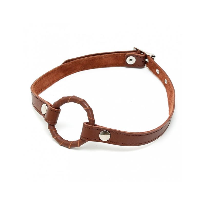 BONDAGE PLAY - MORDAZA ANILLO CUERO MARRÓN