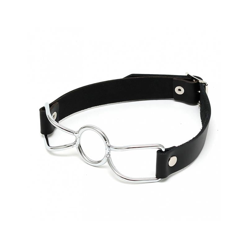 BONDAGE PLAY - MORDAZA FORMA ANILLO METAL Y CUERO