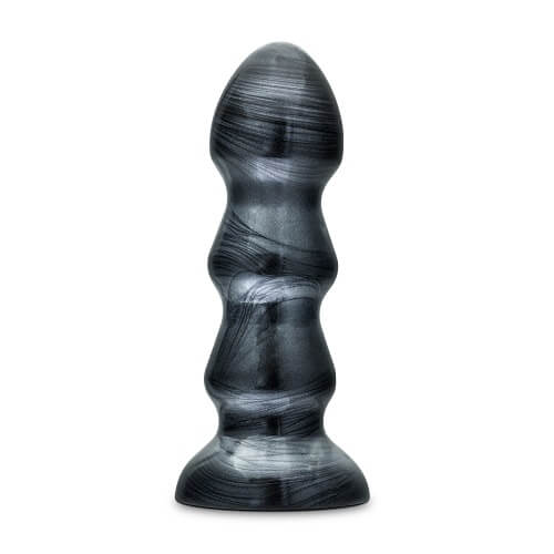 BLUSH NOVELTIES - JET BLACK JACK LARGE RIBBED BUTT PLUG 7 INCHES