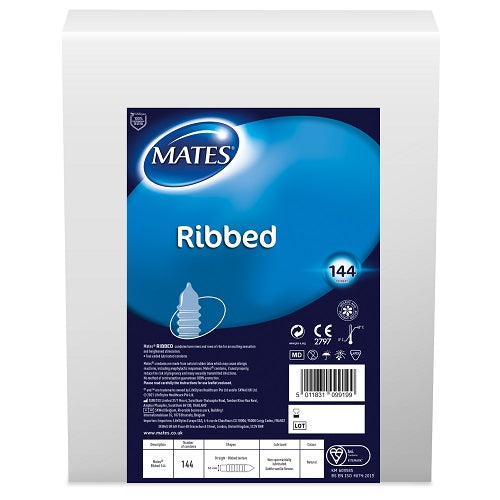 MATES - RIBBED CONDOM BX144 CLINIC PACK