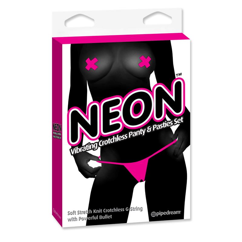 NEON - SET BRAGUITAS VIBRADORAS SIN TIRANTES Y PEZONERAS COLOR ROSA