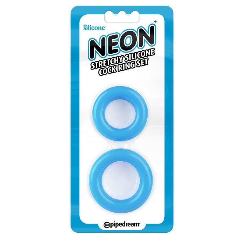 NEON - SET DE ANILLOS PARA EL PENE AZUL