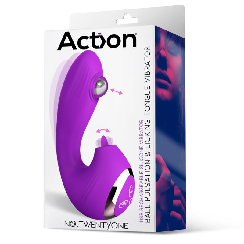 ACTION - NO. TWENTYONE VIBRADOR CON BOLA PULSANTE Y LENGUA ESTIMULADORA