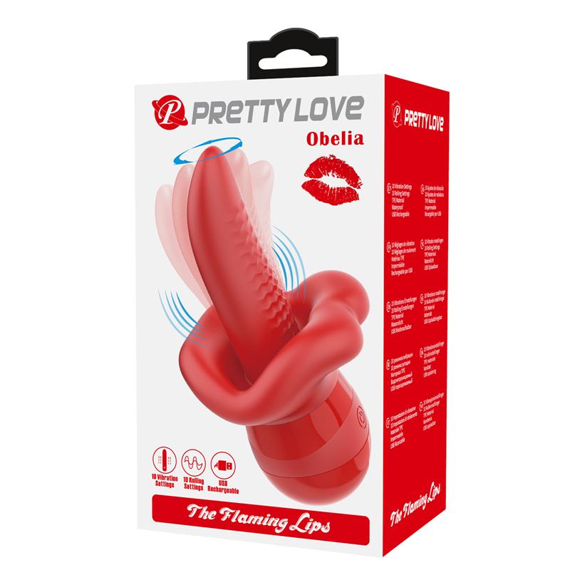 PRETTYLOVE - OBELIA ESTIMULADOR CON VIBRACIÓN Y MOVIMIENTO LENGUA
