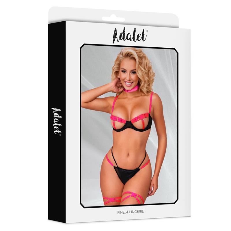 ADALET LINGERIE - PAULINE SET SUJETADOR, TANGA, LIGAS Y CHOKER Y