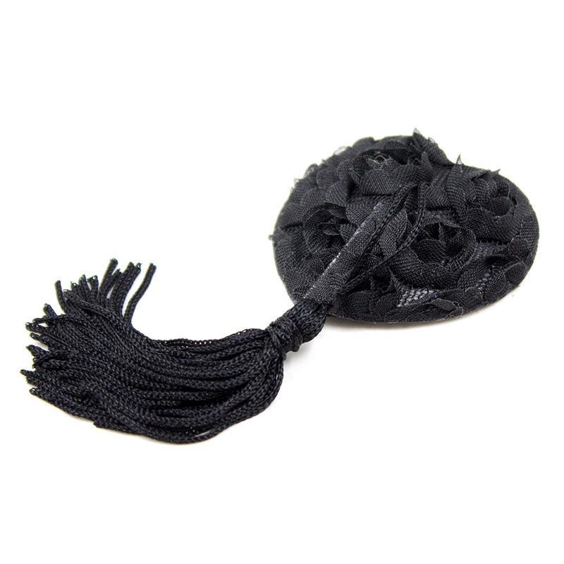 LATETOBED BDSM LINE - PEZONERAS CON ENCAJE Y PATRÓN FLORAL NEGRO