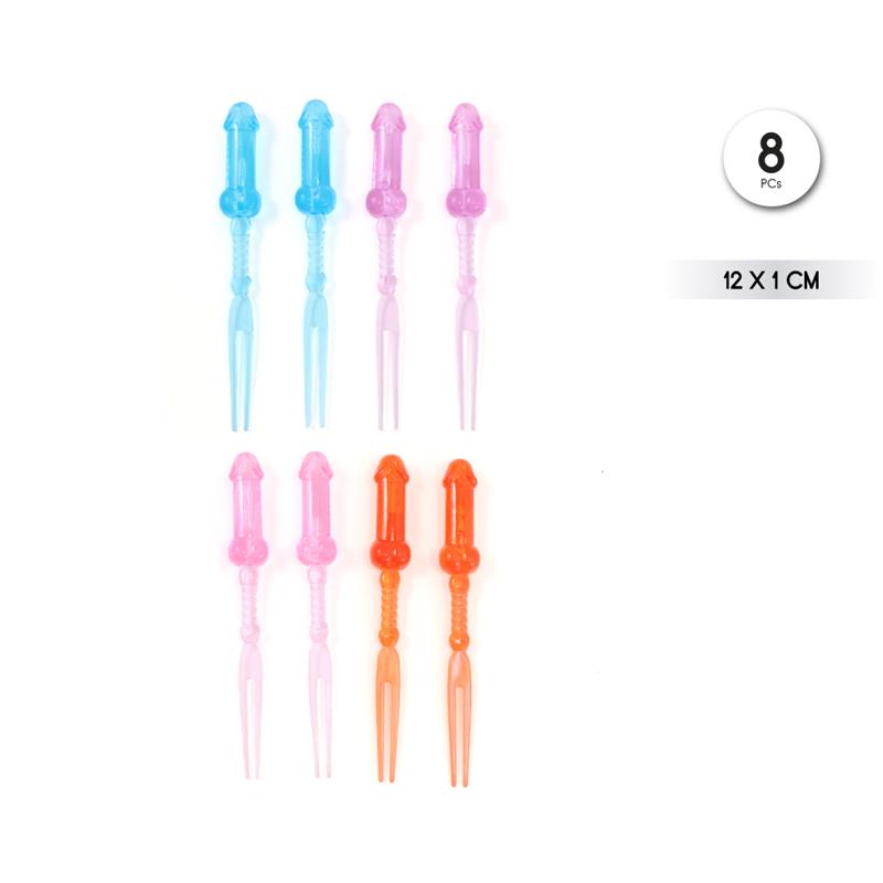DIVERTY SEX - PINCHOS FORMA PENE COLORES 8 UNIDADES