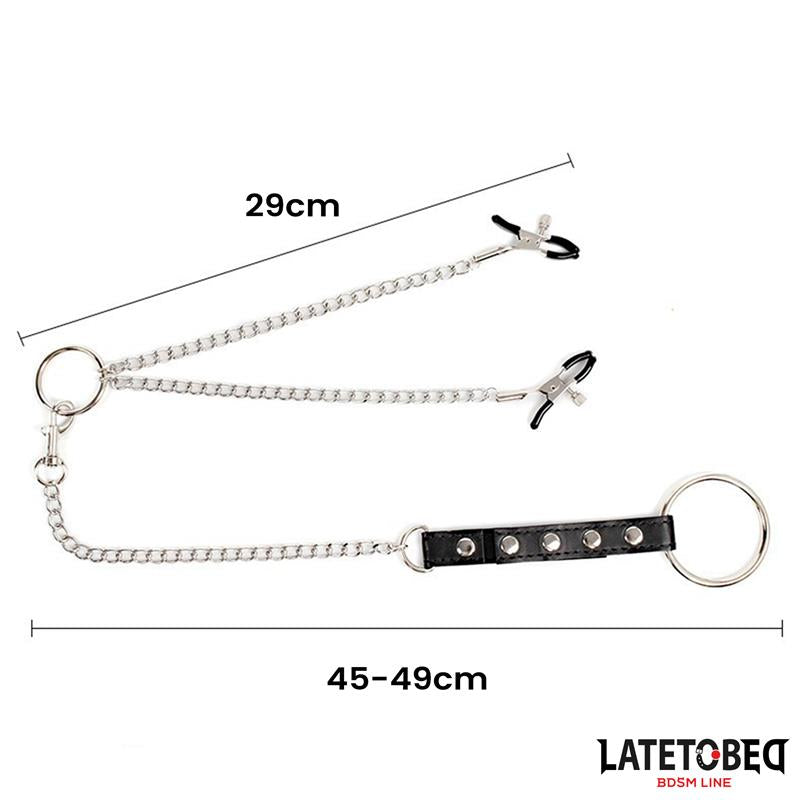 LATETOBED BDSM LINE - PINZAS PARA PEZONES CON ANILLO PARA EL PENE