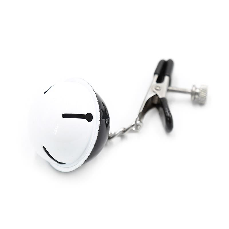 LATETOBED BDSM LINE - PINZAS PARA PEZONES CON CASCABELES BLANCO/NEGRO