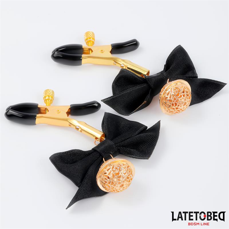 LATETOBED BDSM LINE - PINZAS PARA PEZONES CON LAZO NEGRO