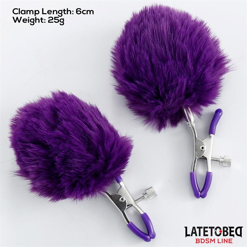 LATETOBED BDSM LINE - PINZAS PARA PEZONES CON PELO PÚRPURA