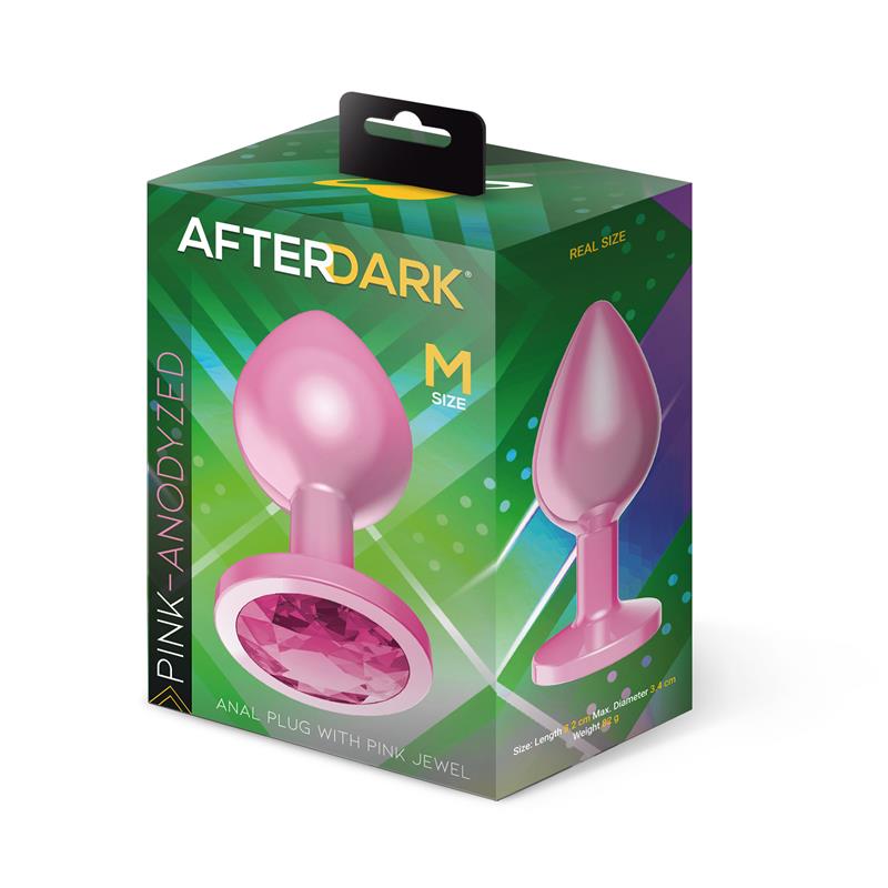 AFTERDARK - PLUG ANAL ANODIZADO ROSA CON JOYA TALLA M