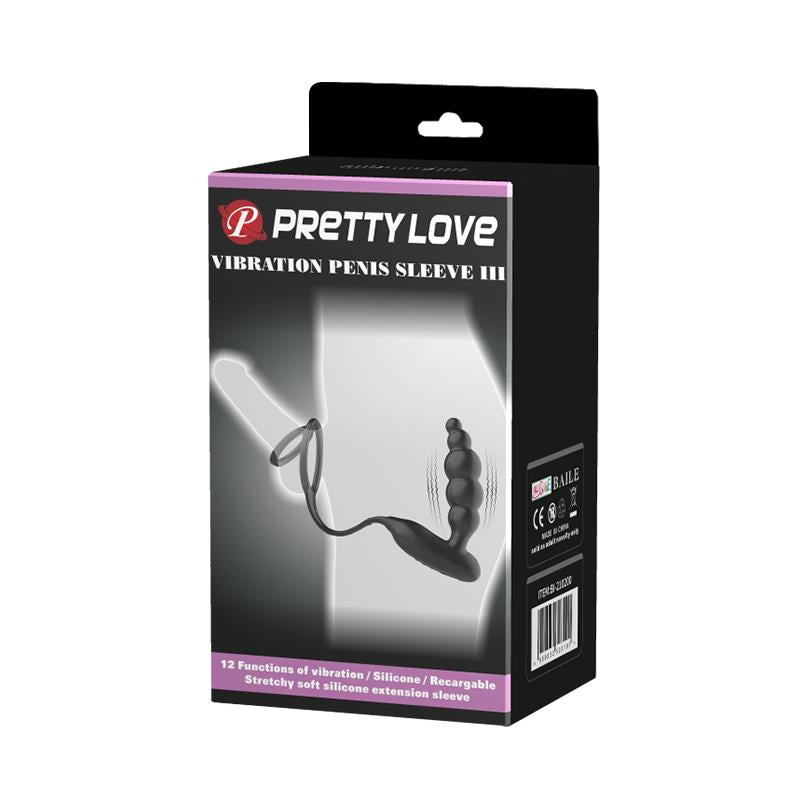 PRETTYLOVE - PLUG ANAL CON ANILLO PARA EL PENE CON VIBRACIÓN