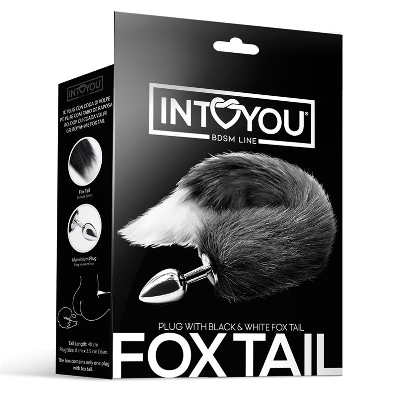 INTOYOU BDSM LINE - PLUG ANAL CON COLA DE ZORRO NEGRO Y BLANCO