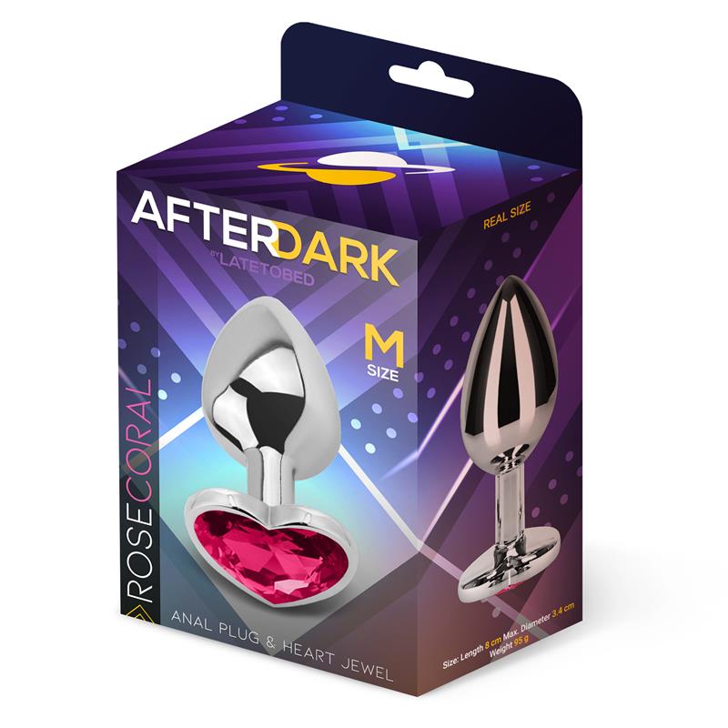 AFTERDARK - PLUG ANAL CON JOYA DE CORAZÓN ROSE CORAL TALLA M