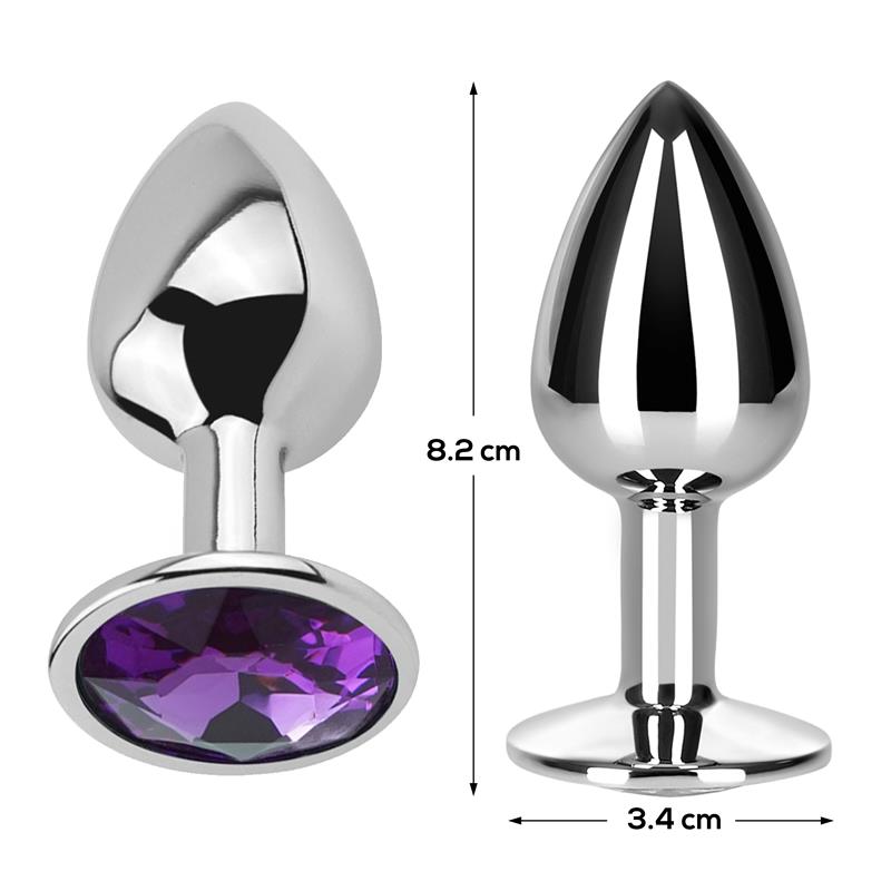 AFTERDARK - PLUG ANAL CON JOYA PÚRPURA AMATISTA TALLA M ALUMINIO