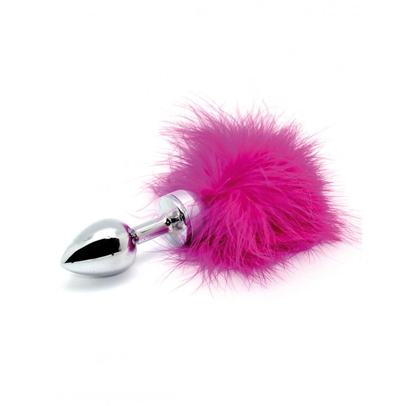 BONDAGE PLAY - PLUG ANAL CON PLUMAS ROSA 73MM
