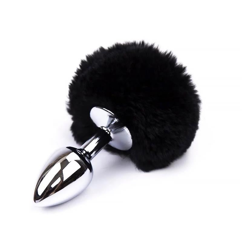 AFTERDARK - PLUG ANAL CON POMPÓN NEGRO TALLA S