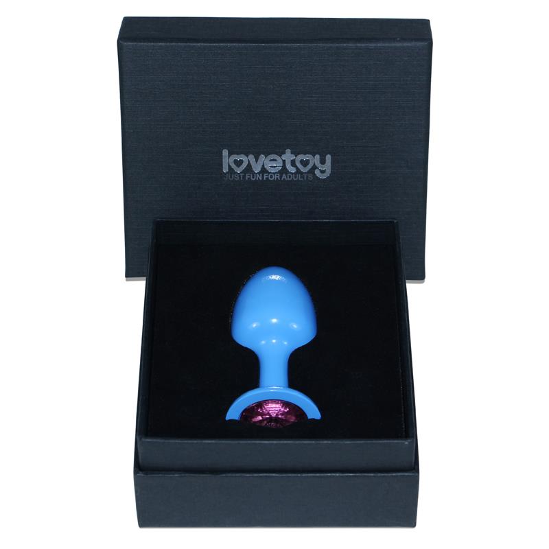 LOVETOY - PLUG ANAL DE METAL AZUL ROSEBUD CON JOYA ROSA