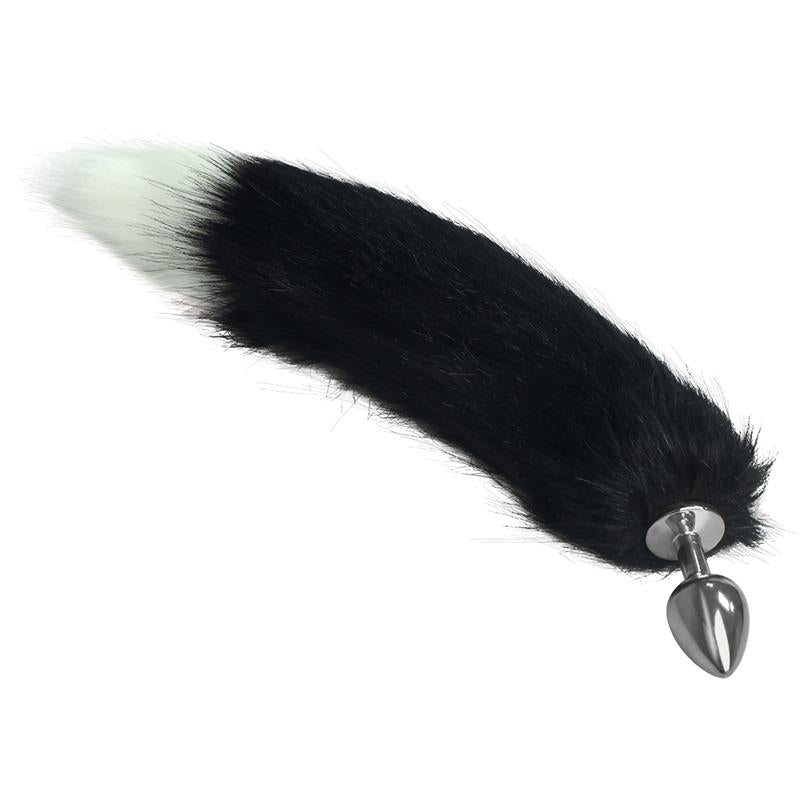 LOVETOY - PLUG ANAL DE METAL CON COLA BLANCO Y NEGRO