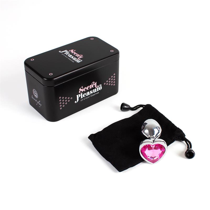 SECRET PLAY - PLUG ANAL DE METAL CORAZÓN FUCHSIA TALLA S
