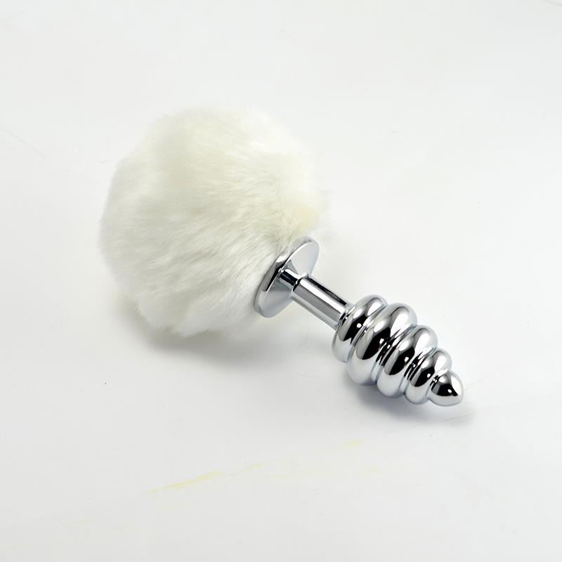LOVETOY - PLUG ANAL DE METAL EN ESPIRAL CON POMPON BLANCO