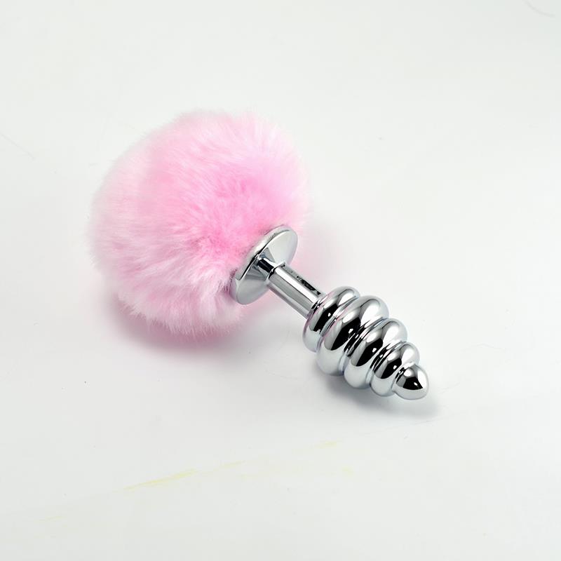 LOVETOY - PLUG ANAL DE METAL EN ESPIRAL CON POMPON ROSA