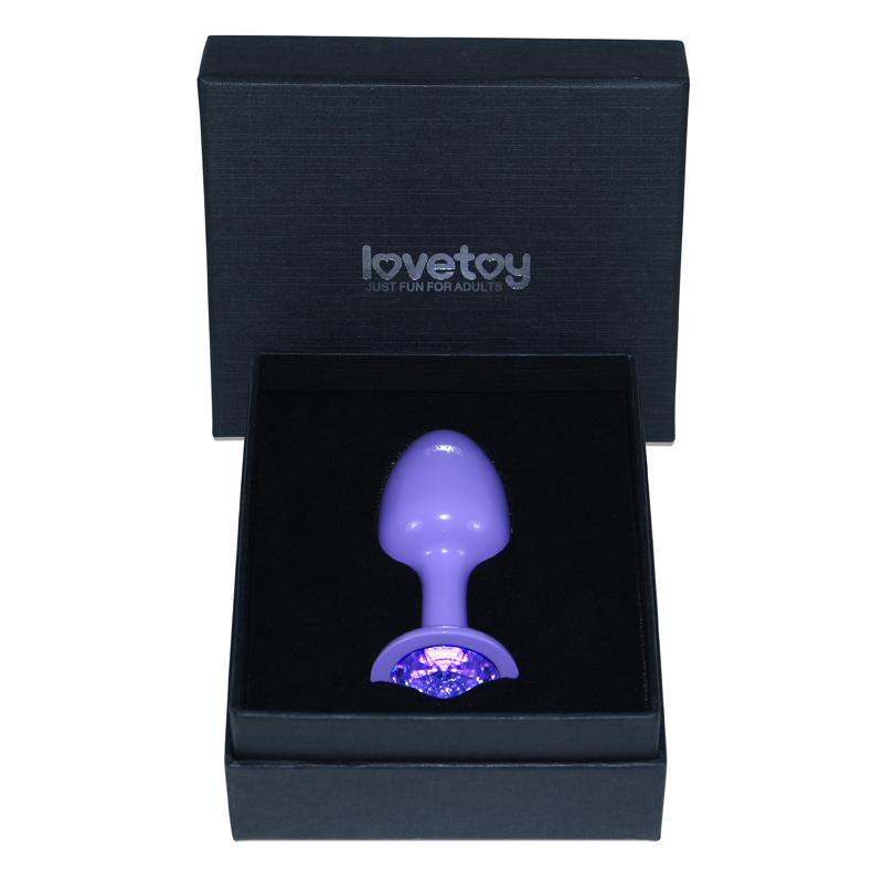LOVETOY - PLUG ANAL DE METAL PÚRPURA ROSEBUD CON JOYA AZUL
