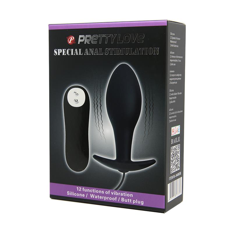 PRETTYLOVE - PLUG ANAL NEGRO FORMA ANCLA CON CONTROL REMOTO
