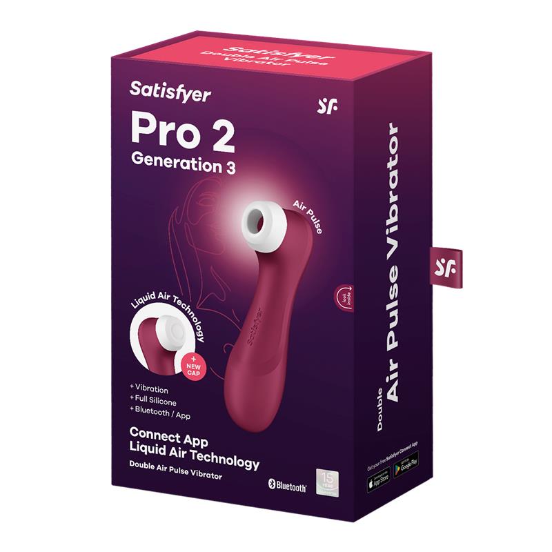 SATISFYER - PRO 2 GEN 3 LIQUID AIR TECHNOLOGY SUCCIÓN Y VIBRACIÓN APP CONNECT WINE RED - ROJO VINO