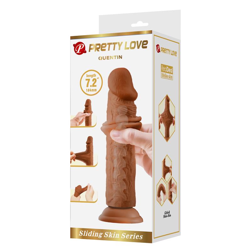 PRETTYLOVE - QUENTIN DILDO CON PIEL DESLIZANTE-RETRACTIL 18.4 CM