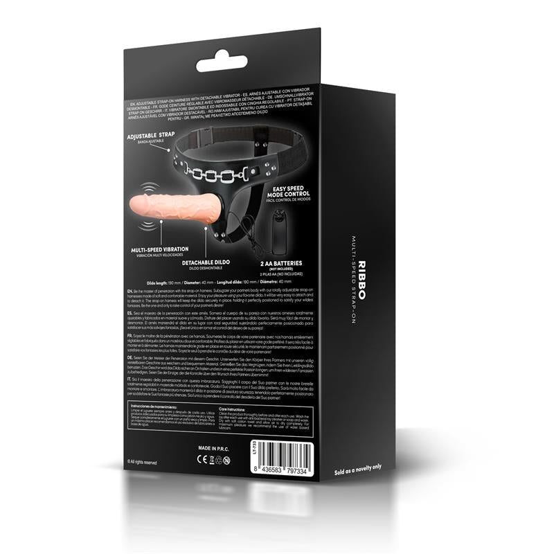 HARNESS COLLECTION LATETOBED - RIBBO ARNÉS CON DILDO REALISTA CON VIBRACIÓN Y CONTROL REMOTO