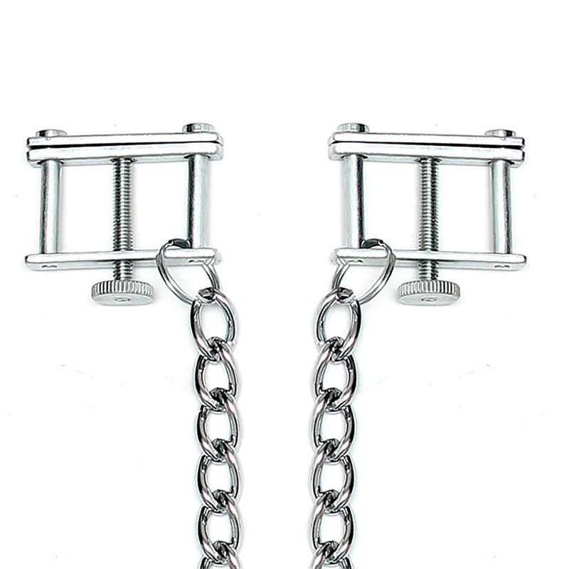 BONDAGE PLAY - PINZAS PARA PEZONES CON CADENA AJUSTABLE