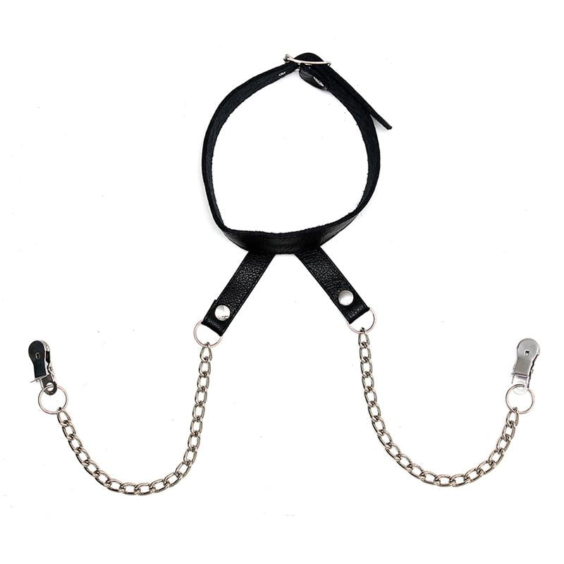 BONDAGE PLAY - PINZAS PARA PEZONES CON CADENA Y COLLAR