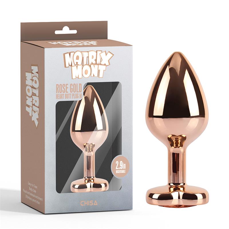 CHISA - ROSE GOLD HEART PLUG ANAL JOYA CORAZÓN EN EL BASE TALLA M