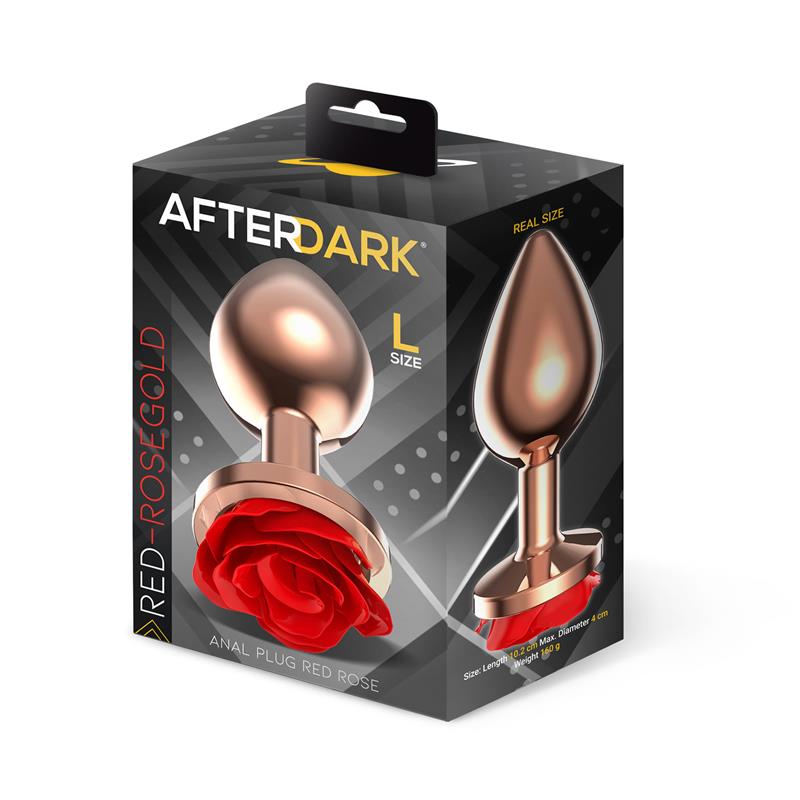 AFTERDARK - ROSE PLUG ANAL ORO ROSA BASE DE ROSA ROJA TALLA L