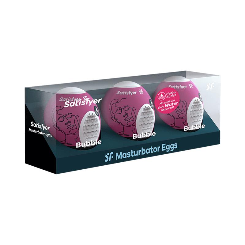 SATISFYER - 3 HUEVOS MASTURBADORES BUBBLE