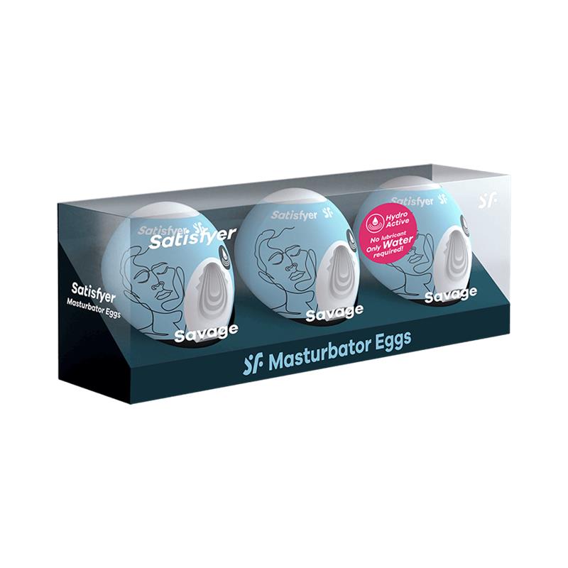 SATISFYER - SET 3 HUEVOS MASTURBADORES MODELO SAVAGE
