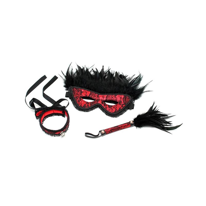 BONDAGE PLAY - SET 3 PIEZAS DOMINISET DE LUJO COLOR ROJO