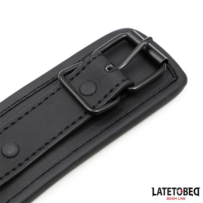 LATETOBED BDSM LINE - SET COLLAR Y CORREA NEOPRENO NEGRO