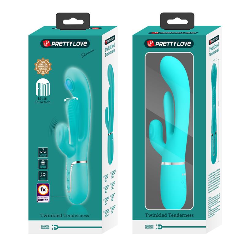 PRETTYLOVE - SHANIA VIBRADOR CON LENGUA Y THUMPING TURQUESA