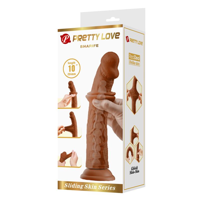 PRETTYLOVE - SHARIFE DILDO CON PIEL DESLIZANTE-RETRACTIL 25 CM