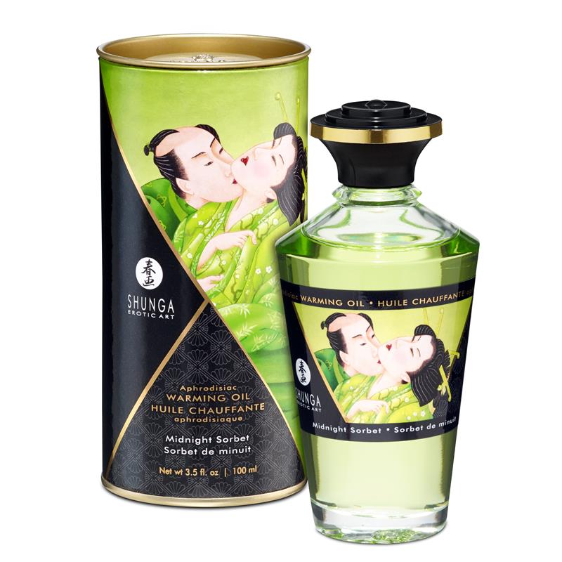 SHUNGA - ACEITE DE MASAJE EFECTO CALOR AROMA SORBETE DE MEDIANOCHE