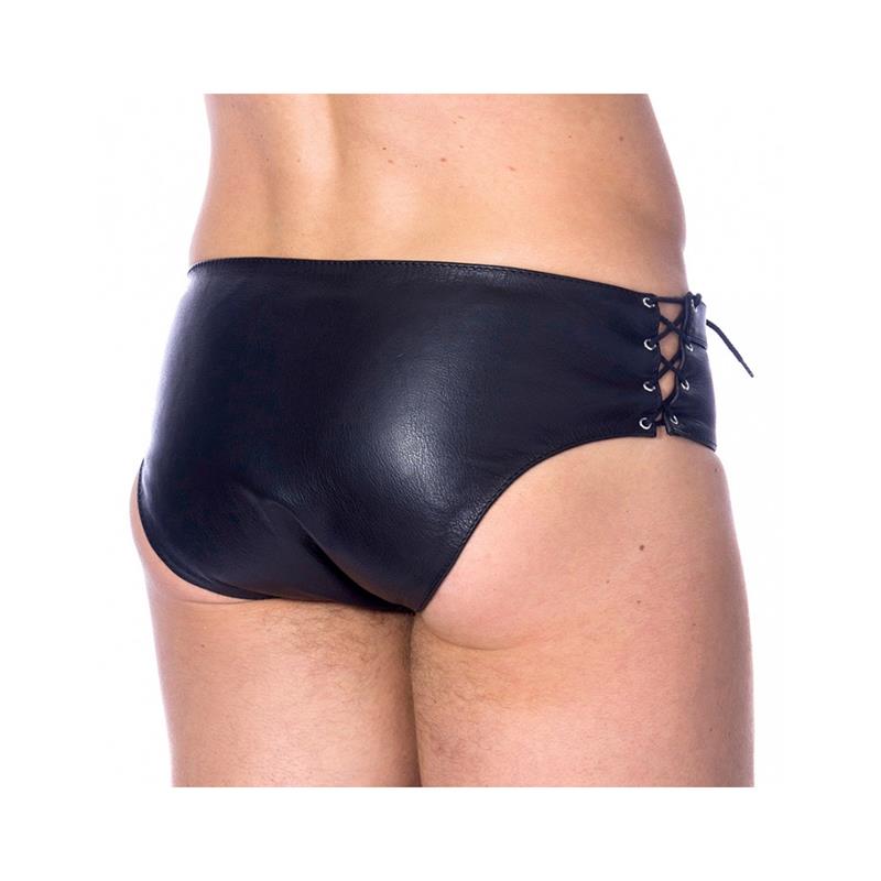 BONDAGE PLAY - SLIPS DE CUERO AJUSTABLE COLOR