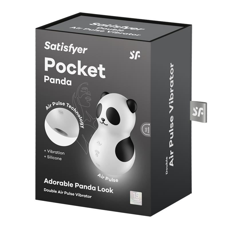 SATISFYER - POCKET PANDA ESTIMULADOR & VIBRADOR BLANCO Y NEGRO