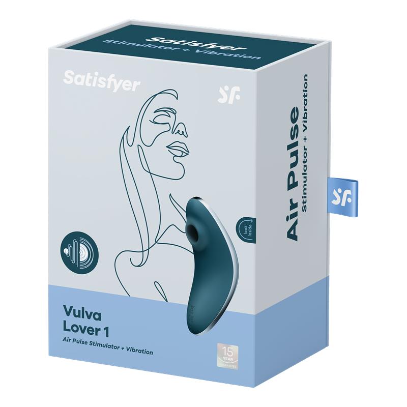 SATISFYER - ESTIMULADOR CLITORIDIANO POR SUCÇÃO E VIBRAÇÃO VULVA LOVER 1 AZUL